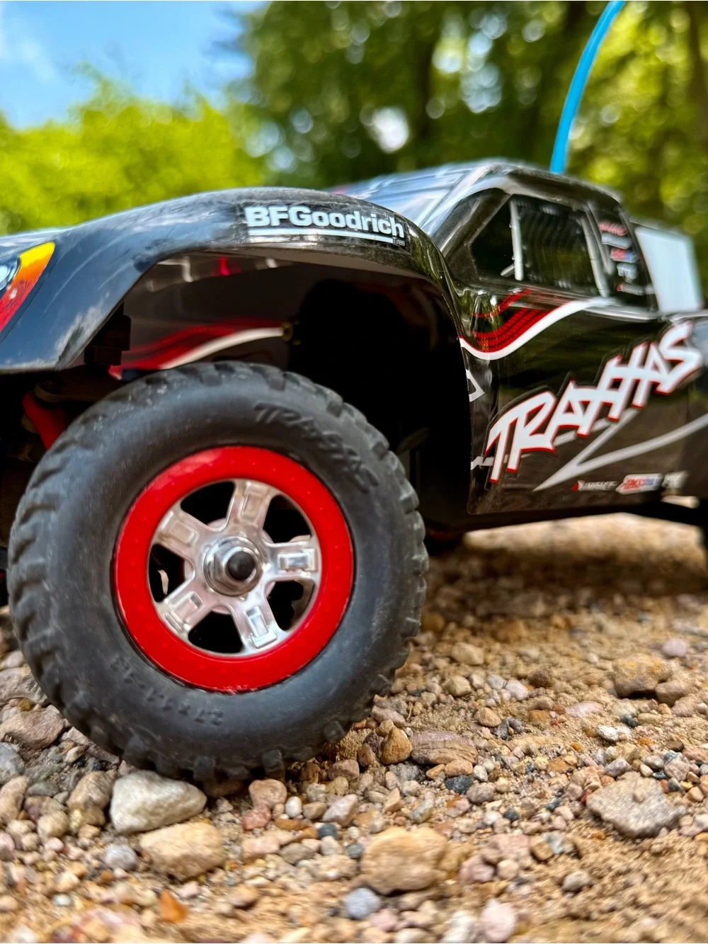 Traxxas Black RC Short Course Truck with Red Accents